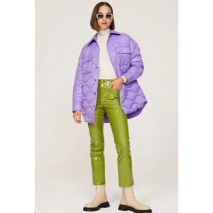 Simon Miller Green Faux Patent Leather Pants High Rise Straight Leg Sz 29